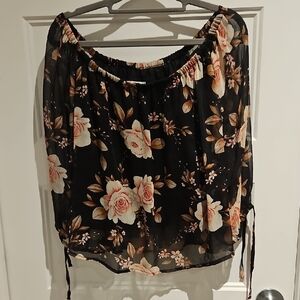 American Eagle Outfitters Black Floral Blouse